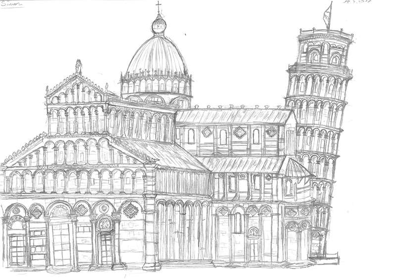 Ferien in Italien und ich habe mit Bleistift ein Foto abgemalt.