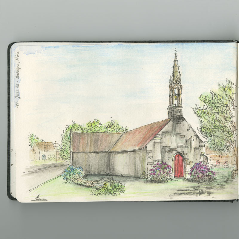 Skizzen mit Bleistift, Fineliner und Aquarell unterwegs im Skizzenbuch. In den Ferien ein paar Tage in der Bretagne